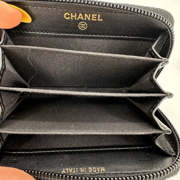 Chanel Caviar Quilted Boy Zip Around Coin Purse Wallet Black - Picture 3 of 4